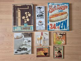 Bilder Wandbilder Leinwand Deko Kaffee Wein Pasta Motiv Holz