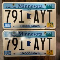  🇺🇸 2x Paar U.S. Autoschild, Minnesota 791 AYT - ORIGINAL 