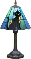 Lampe Buntglas Tischlampe Schwarze Katze Kleine Bedside