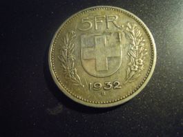 Silber - Fünfliber, Jahrgang 1932