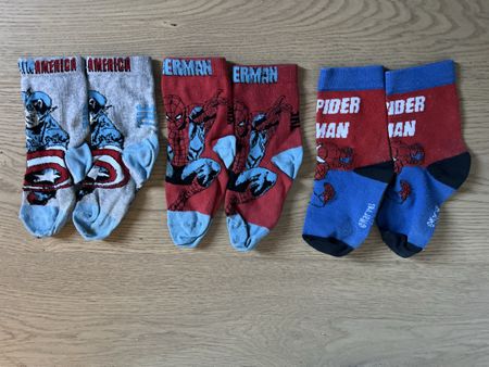 Kinder Socken Set: Spiderman & Captain America, Grösse 24-26