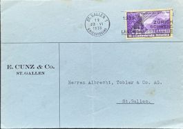 Schweiz 1938 St. Gallen Firmenbrief Landesausstellung Zürich