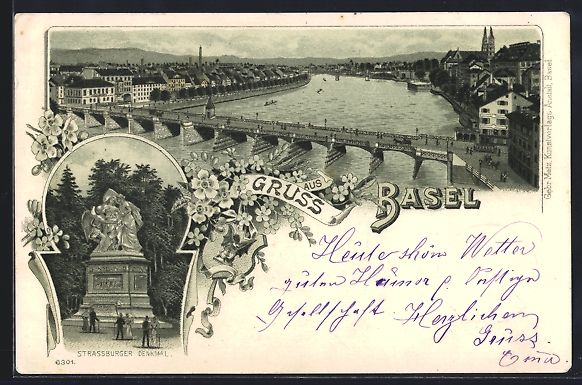 Cartes postales: Litho Basel, Rheinbrücke, Strassburger  – D'occasion à Berlin par bartko-reher