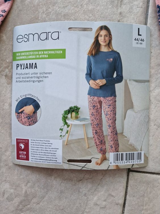mit Grösse blau Kaufen L, Blumenmuster Pijama-Hose auf esmara, rosa | Ricardo