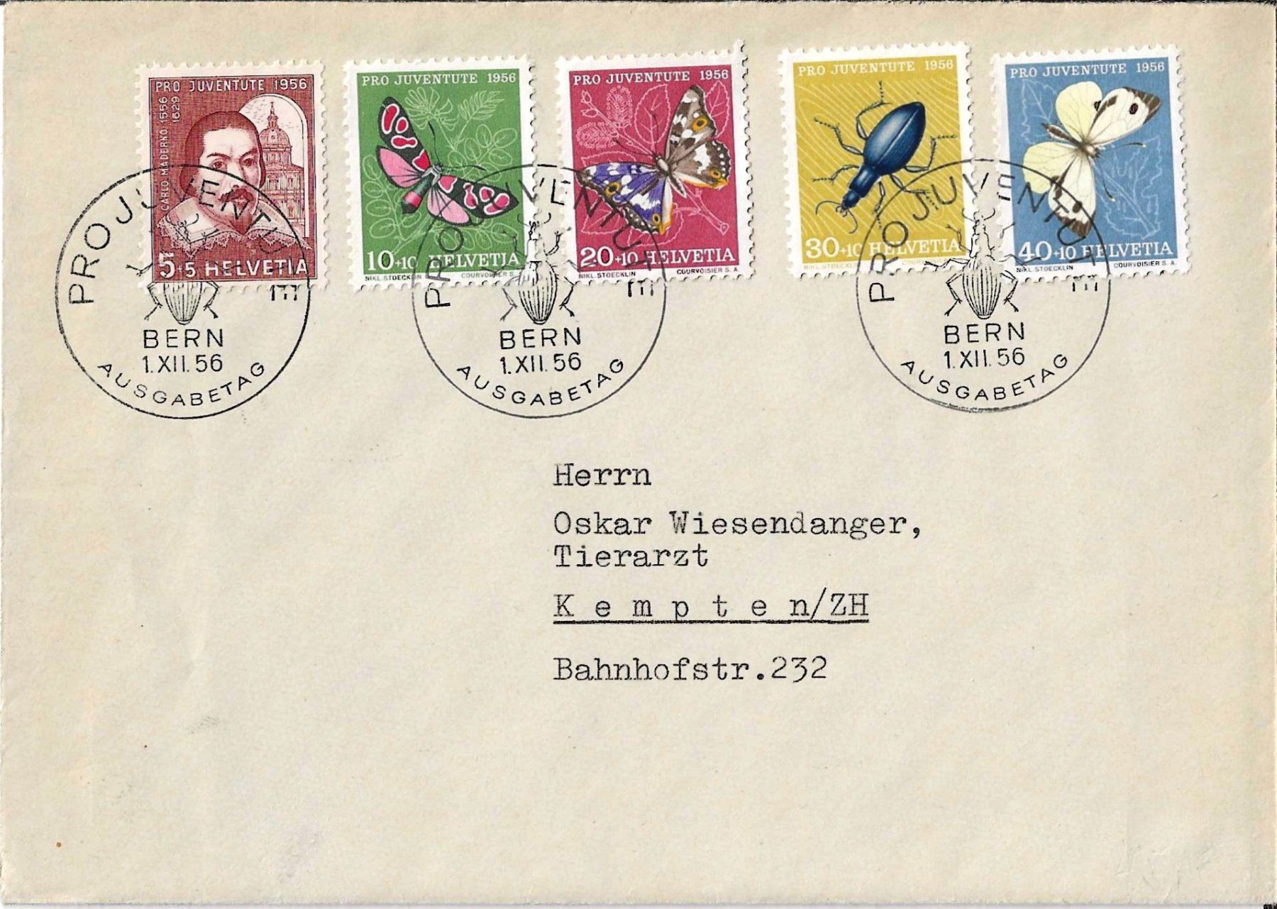 Tutti i francobolli: FDC Pro Juventute 1956 – Usato da Zürich venduto da Philacat11