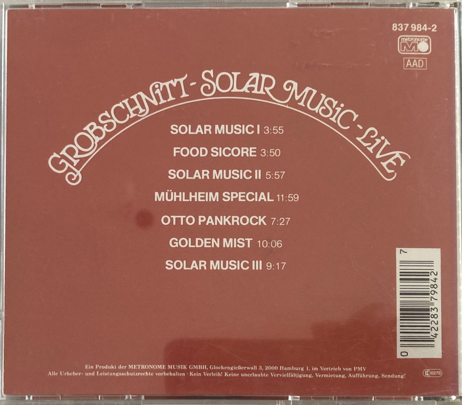 CDs: GROBSCHNITT - SOLAR MUSIC LIVE – Gebraucht aus Poliez-Pittet von Newtown-Records 1