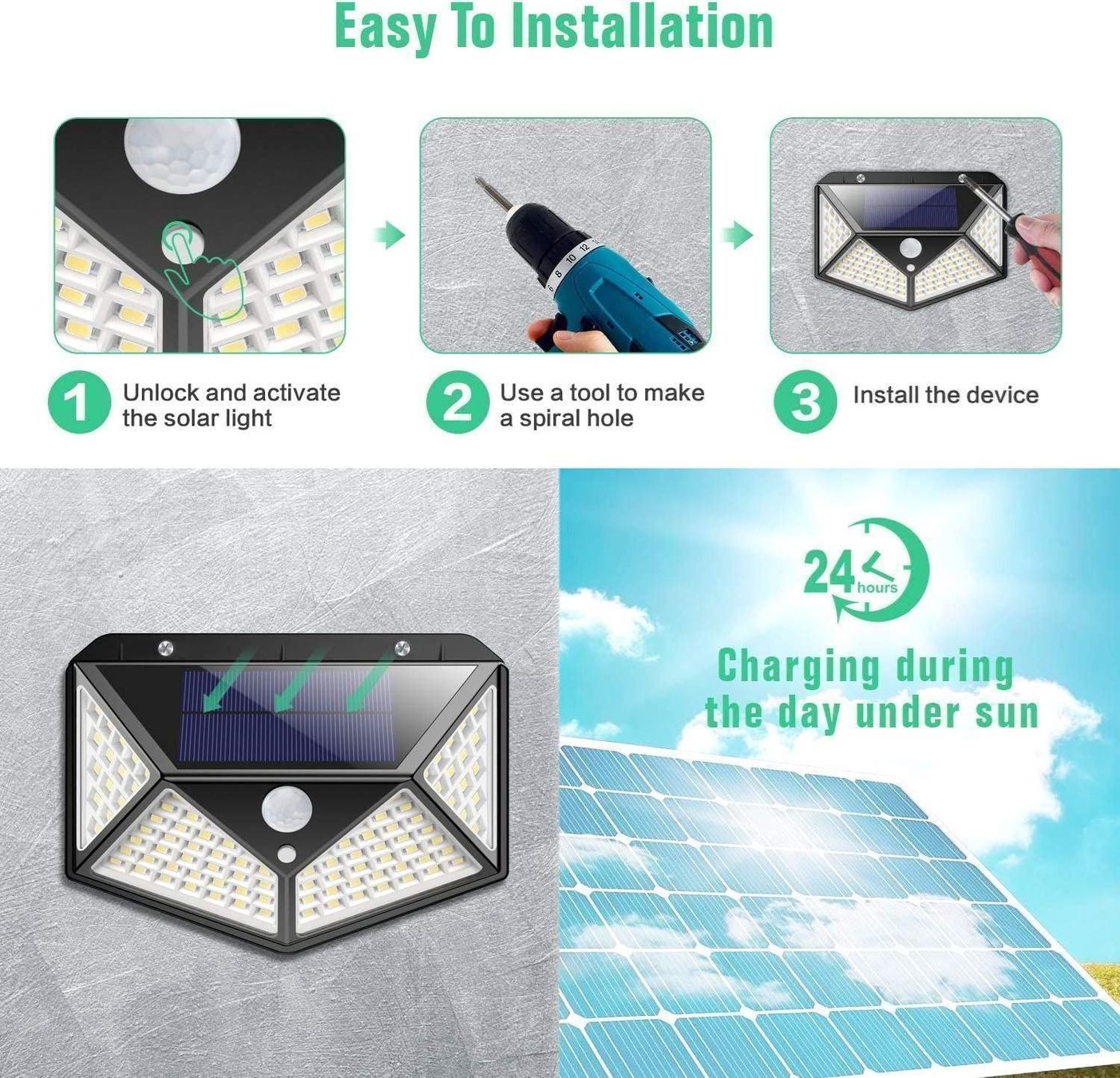 Lampade: 2pcs Solarleuchten 100 LEDS Solarlampen – Nuovo (secondo la descrizione) da Thun venduto da 365buy 3