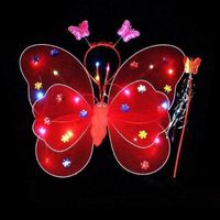 Fee Kostüm |Märchen| mit Lichterkette - zwei teilig - rot