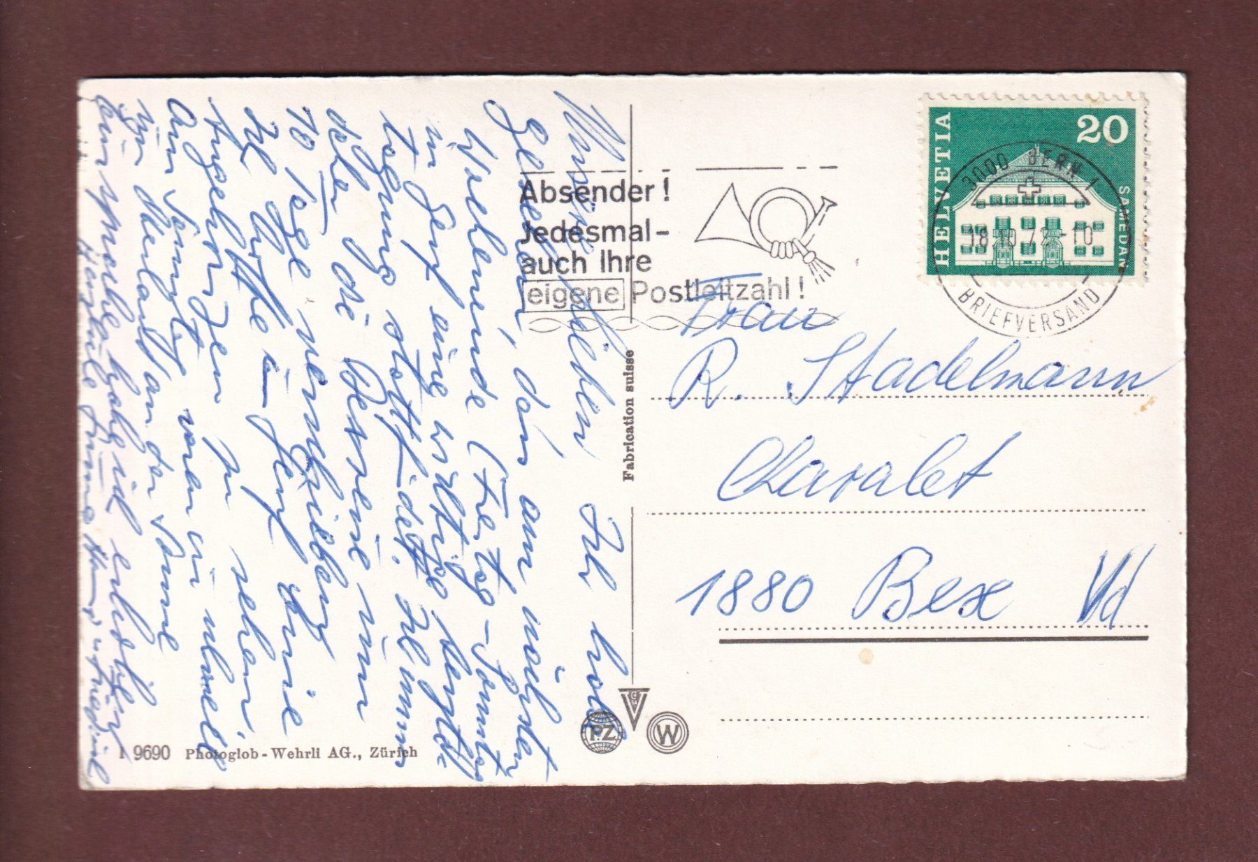 Cartoline postali: BURGDORF - Schloss - 1972 – Usato da Pully venduto da nicecards-shop 1