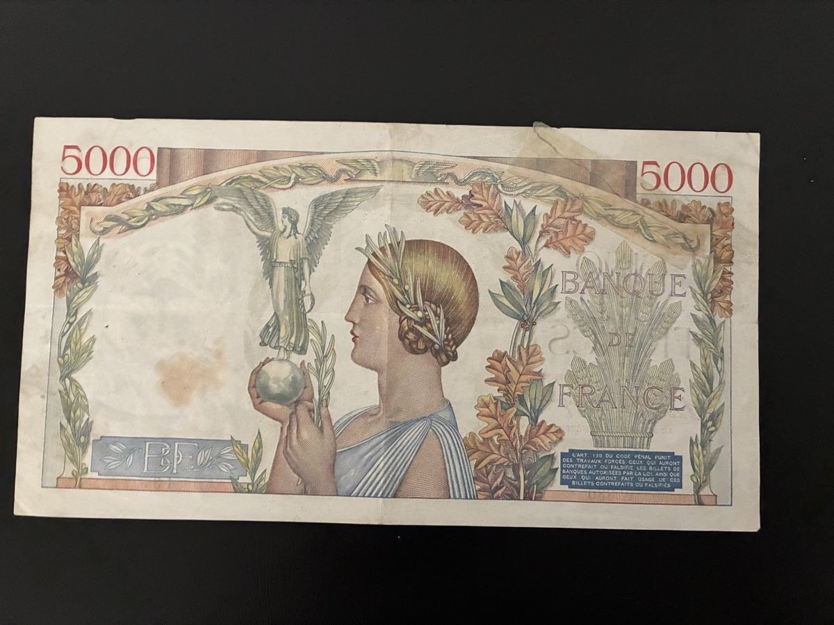 Banconote: 5000 Francs 1939 – Usato da Dällikon venduto da Woldbanknoten 2