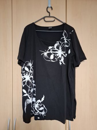 T-Shirt Gr. 48, schwarz mit weissem Muster