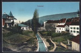 AK Liestal, Teilansicht mit Bergen, 1916