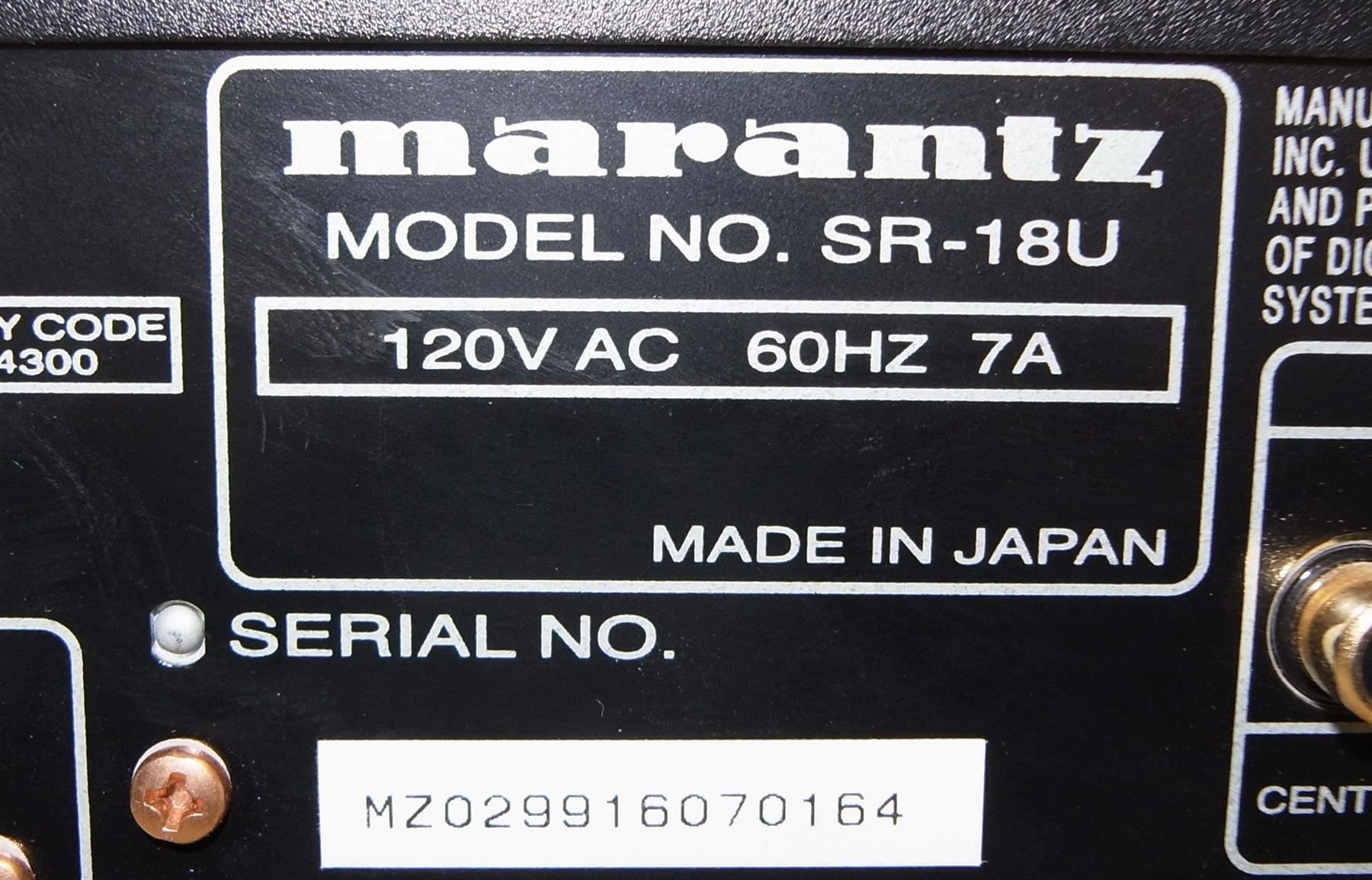 Marantz Ricevitori: Marantz AV Receiver SR 18 NUR 120 Volt – Usato da Männedorf venduto da livesteam 6