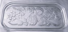 Serviertablett aus Glas mit Obstmuster, neuwertig
