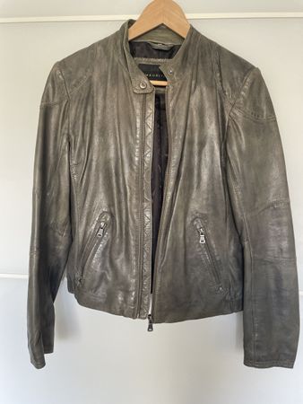 Lederjacke graugrün Grösse 38