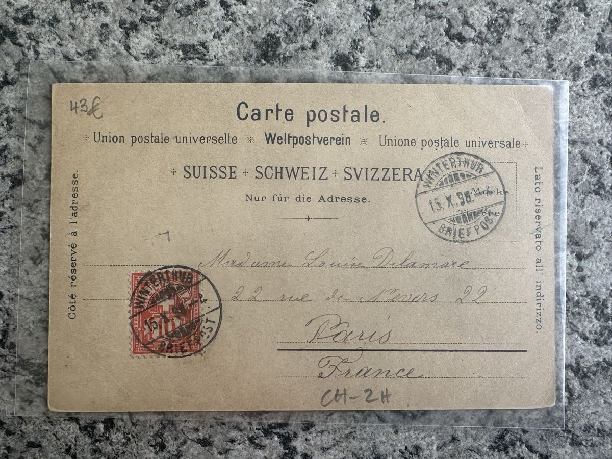 Cartoline postali: Gruss aus Winterthur Litho Schlumpf 1898 – Usato da Wettingen venduto da Phibras 1