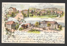 Buchs farbige Lithografie Brauerei Gundel Konzertsaal etc.