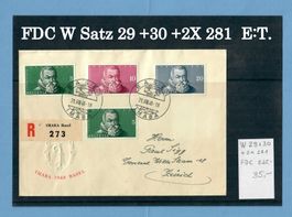 FDC  W. Gedenkmarken W 29+30 + 2X 281 aus Block E.T. Stempel