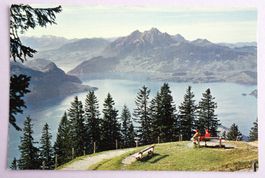 Blick vom Rigi auf Vierwaldstättersee und Pilatus