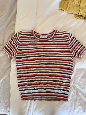 Haut Zara Knit Rayé Multicolore Taille S bon État Printemps