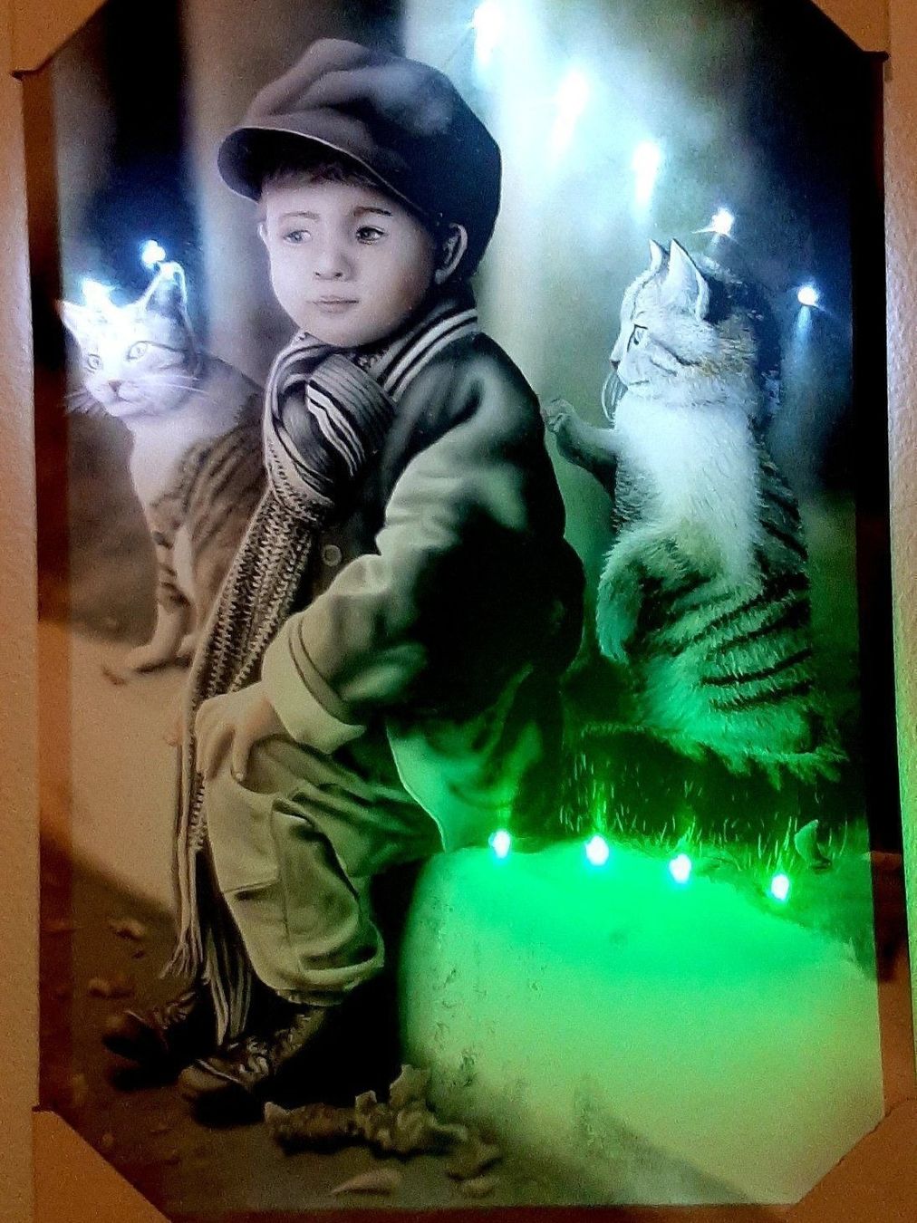 Cornici: Romantik Kind mit Katzen LED Kunstbild Gemälde – Nuovo e nell'imballaggio originale da Kilchberg ZH venduto da ruedi34 1