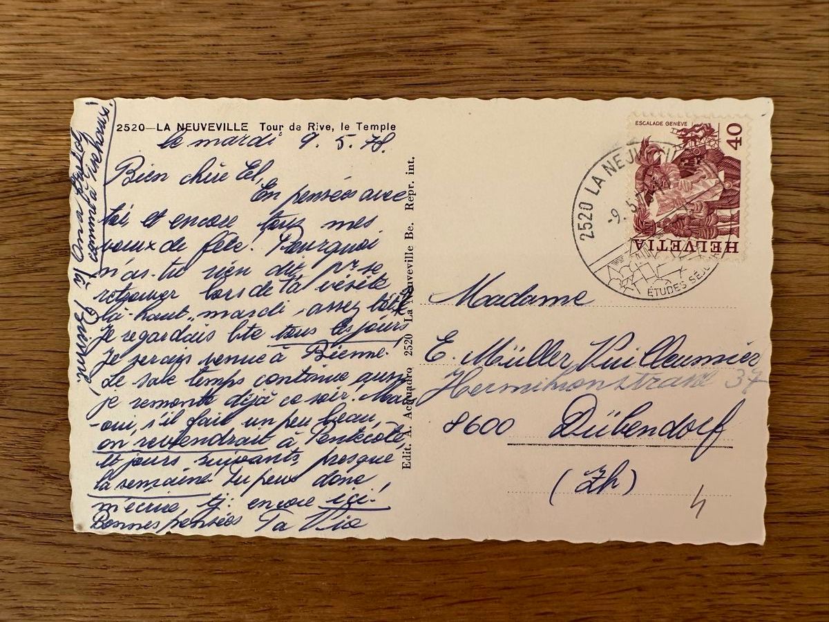 Cartoline postali: AK - La Neuveville 1978 – Usato da Schmitten / FR venduto da Samsara169 1