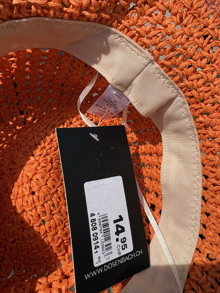 Copricapi, berretti & cappellini: Sommerhut orange mit Etikett neu – Nuovo e nell'imballaggio originale da Zürich venduto da venusandmars 3