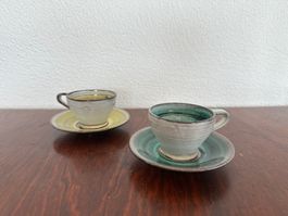 Vintage Arnold Zahner Keramik Tassen und Unterteller