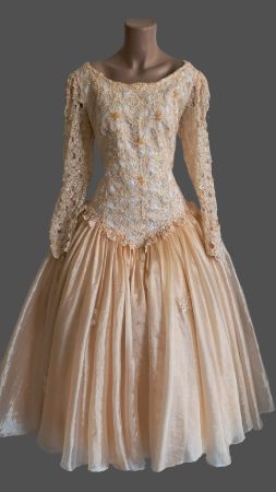 Tanzkleid Ballkleid apricot Gr.M/L Vintage Unikat