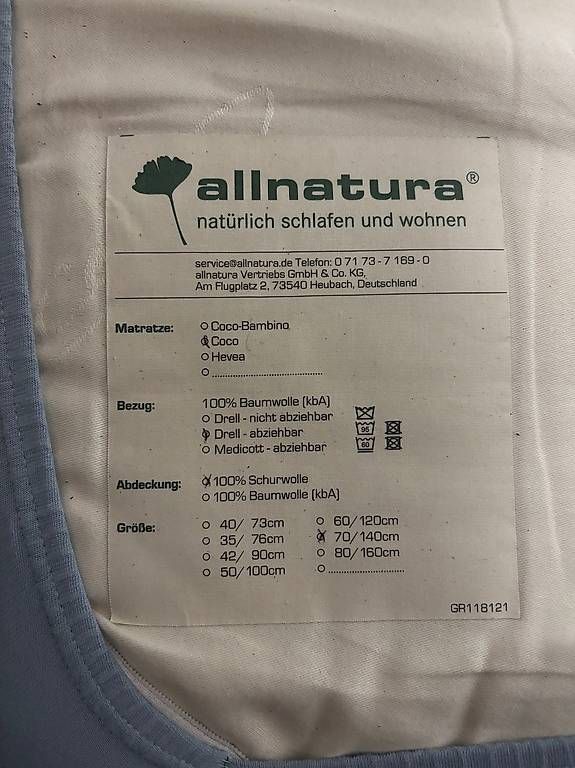 Materassi: Kindermatratze allnatura Coco 70x140 – Usato da Langenthal venduto da Migugrob 1
