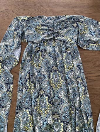 Sommerkleid Maxikleid Gr. S türkis gemustert volant