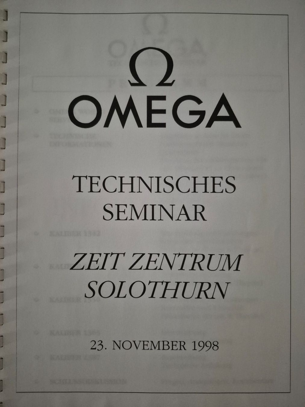 Libri: OMEGA - Technisches Seminar in Solothurn 1998 – Usato da Balsthal venduto da Palcivalle 1