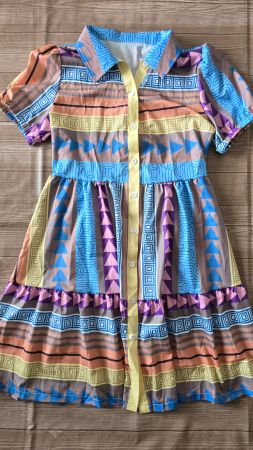 ​😍 Blusen-Kleid Geometrisch Bunt - L - Indie Kid Aesthetic