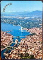 GENÈVE - Belle vue aérienne ancienne avec Jet d'eau