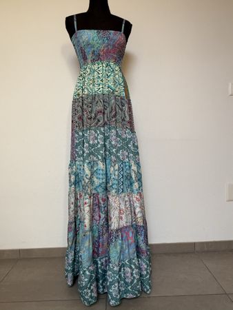 Boho Maxistufenkleid aus Seide