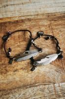 Cachet Feder Armband Boho Schmuck, Schwarz, Braun, Haargummi