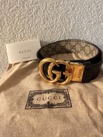 Gucci GG Marmont Wende-Gürtel, Grösse 85, goldene Schnalle