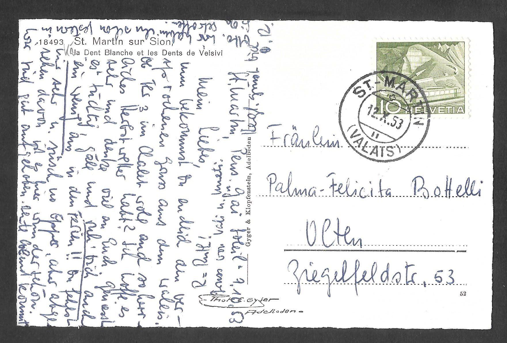 Cartoline postali: St. Martin sur Sion – Usato da Olten venduto da clotaldi 1
