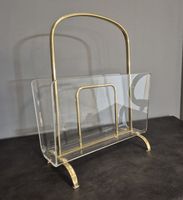Messing Plexiglas Zeitschriftenständer Magazin Rack 60er
