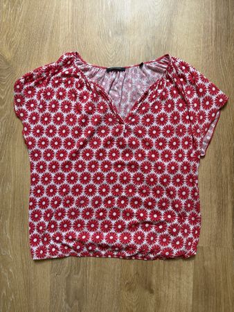 T-shirt/top blanc crème rouge à motifs Marc O’Polo, t.M/38