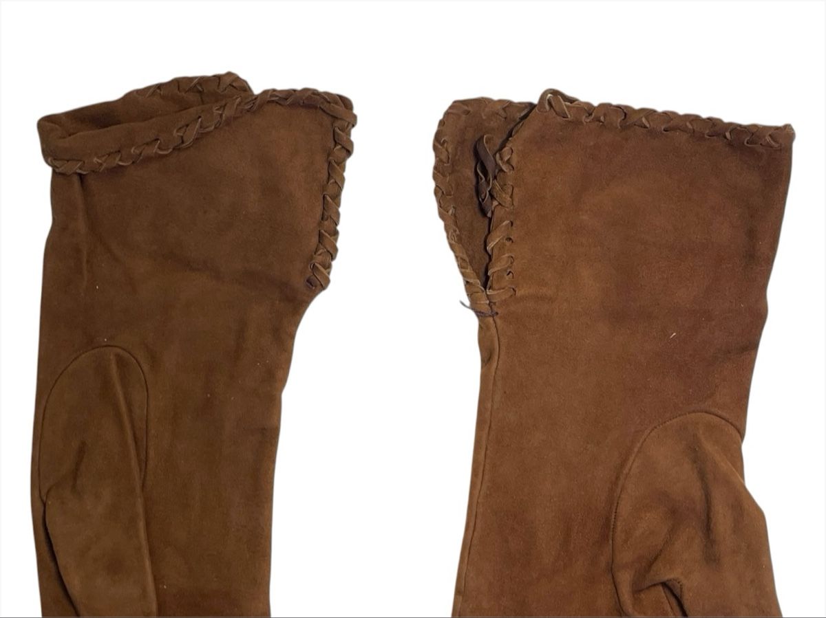 Guanti & manicotti: Vecchi Damen Handschuhe mit Innenfutter aus Seide, braun – Usato da Luzern venduto da woti-shop 5