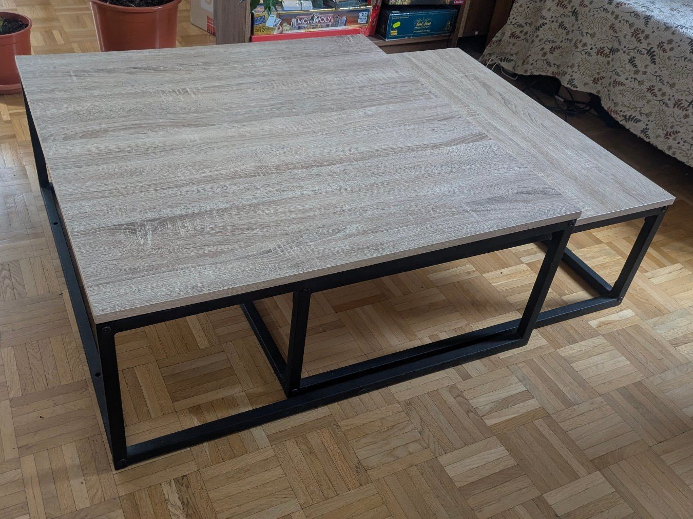 Tavoli: Kaffeetisch Set Holzoptik Metallgestell schwarz – Usato da St. Gallen venduto da aficionados 2