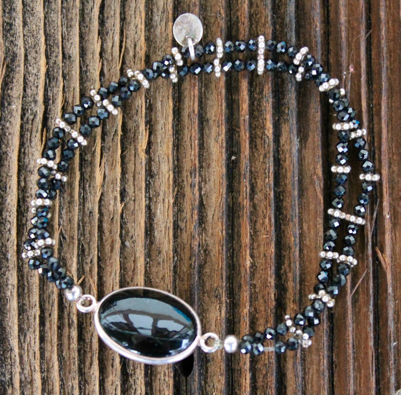 Bracciali & Braccialetti: Elastisches Bracelet, Silber mit Onyx (neu) – Nuovo (secondo la descrizione) da Kirchlindach venduto da hekilida 1