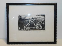 Litho Radierung antik handsigniert v Luzern
