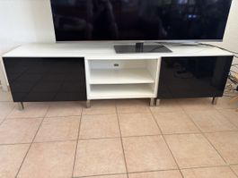 TV-Möbel weiss/schwarz mit Glasplatte
