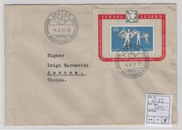 Brief 5.X.51 mit Block Lunaba Luzern schön Kat. 200.-