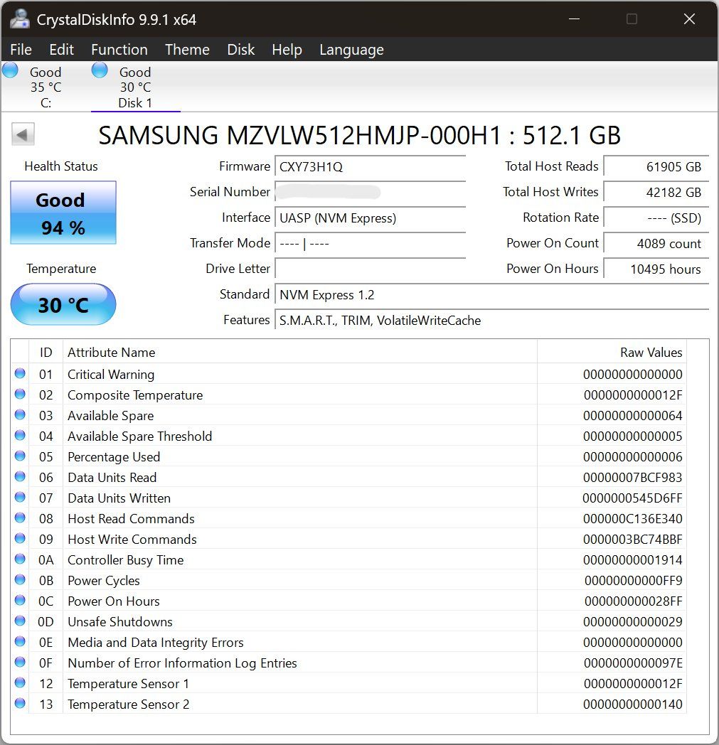 Samsung Harddisks: Samsung PM961 NVMe SSD – Gebraucht aus Bremgarten AG von joker_eat_world 2