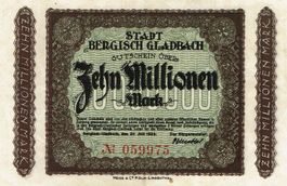 Bergisch Gladbach 10 Mil.Mark 20.07.1923 VZ-VZ+