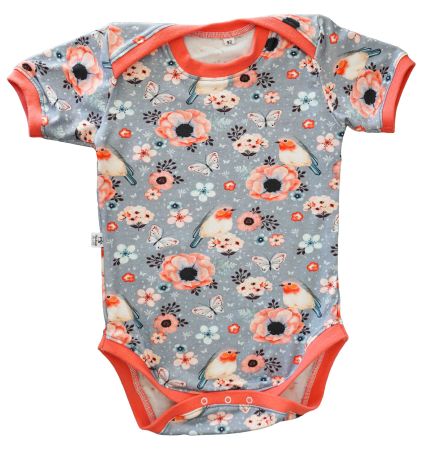 Süsser Body mit Blumen und Vogel - Gr.86/92 NEU