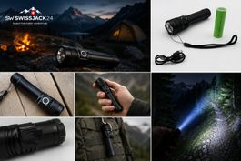 LED Taschenlampe 1000+ Lumen USB wiederaufladbar IP54 Alumin